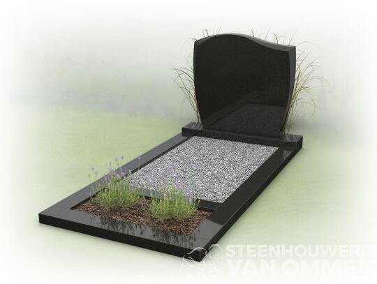 Golfkop grafsteen met facet randen