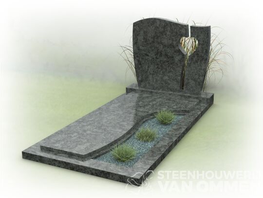 Grafmonument golfkop met uitsparing als hart