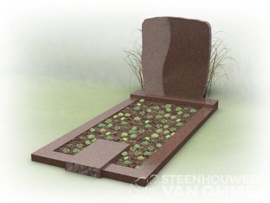 Grafmonument met letterplaat met ruw accent