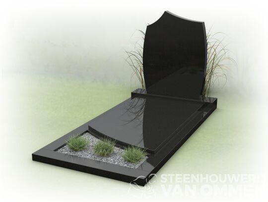 Grafsteen gezoet met speelse letterplaat