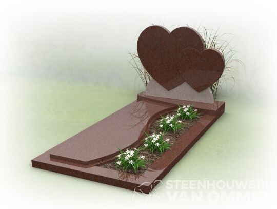 Grafsteen met groot en klein hart