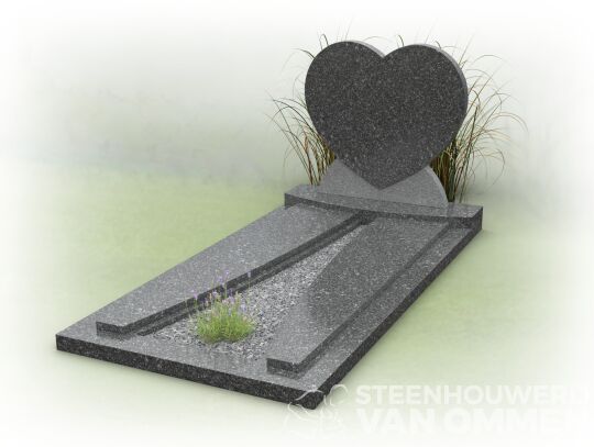 Grafsteen symmetrisch met enkel hart