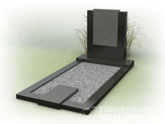 Moderne grafsteen met gezandstraalde letterplaat