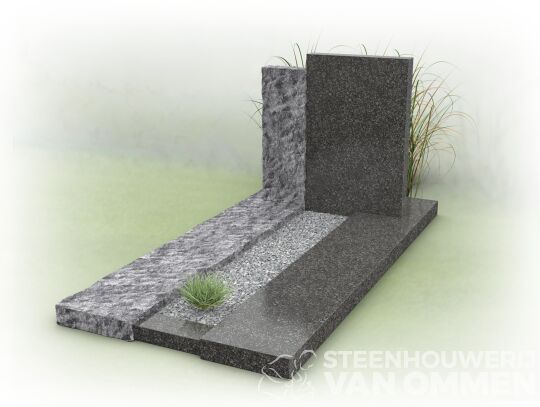 Moderne grafsteen met ruwe rand