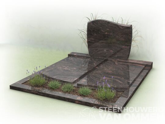 Dubbel graf met golfkop en plantgedeelte