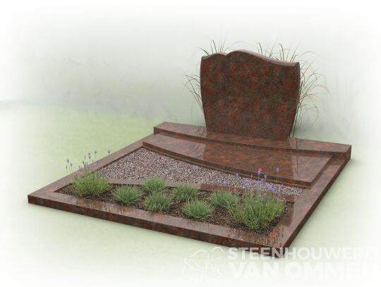 Dubbel graf met golfkop en plantgedeelte