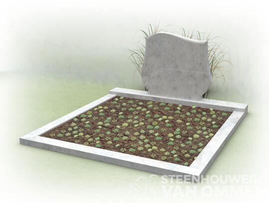 Dubbel graf met plantgedeelte en golfkop