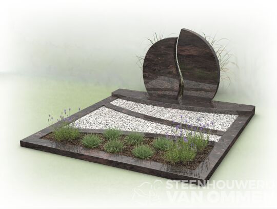 Dubbel graf met speelse letterplaat