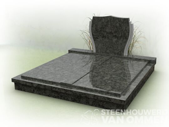 Dubbel graf op plinten met lichtgebogen letterplaat