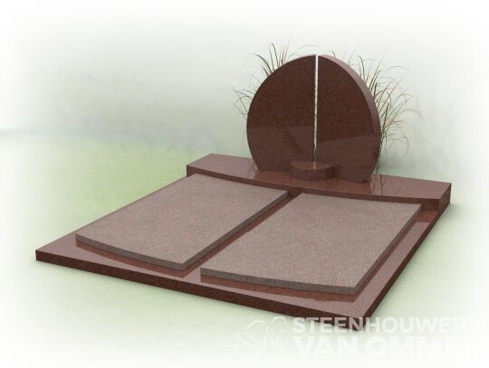 Familiegraf met gebogen letterplaat