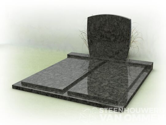 Familiegraf met gesloten dekplaat en gebogen letterplaat