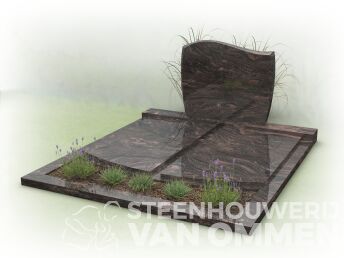 Dubbel graf met golfkop en plantgedeelte