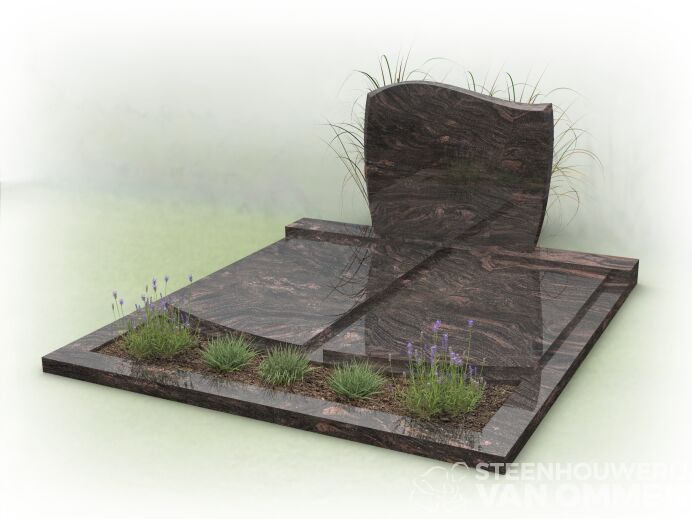 Dubbel graf met golfkop en plantgedeelte foto 1