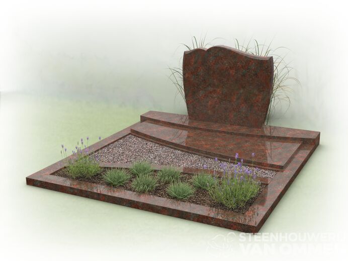 Dubbel graf met golfkop en plantgedeelte foto 1