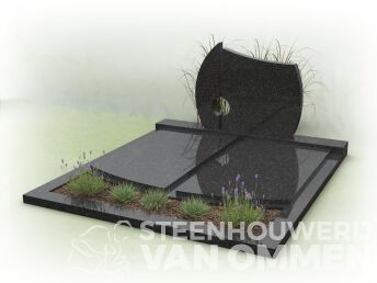 Dubbel graf met golfkop en plantgedeelte