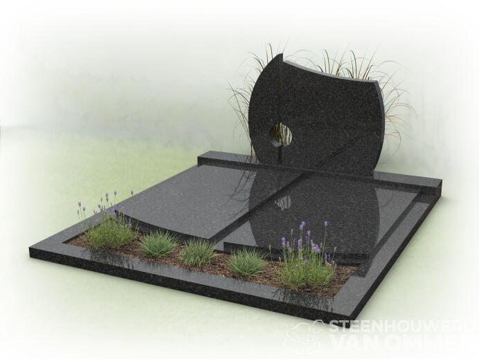 Dubbel graf met golfkop en plantgedeelte foto 1