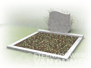 Dubbel graf met plantgedeelte en golfkop