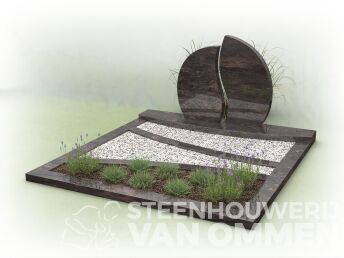 Dubbel graf met speelse letterplaat