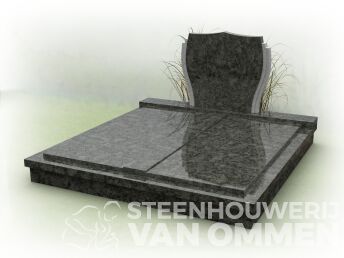 Dubbel graf op plinten met lichtgebogen letterplaat