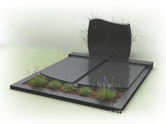 Dubbel graf van Belgisch hardsteen en golfkop foto 1