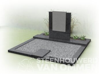 Dubbelgraf met strakke letterplaat