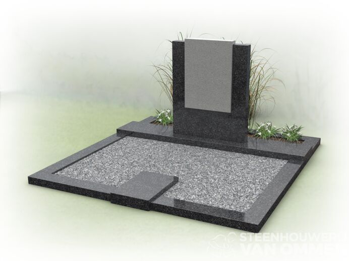 Dubbelgraf met strakke letterplaat foto 1