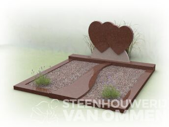 Familie met dubbele harten en rivier