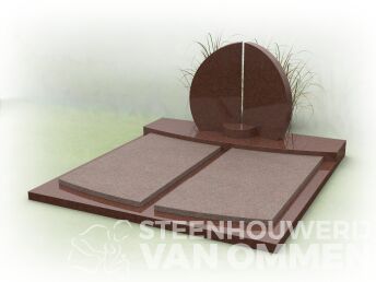 Familiegraf met gebogen letterplaat