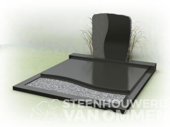 Familiegraf met ruwe letterplaat