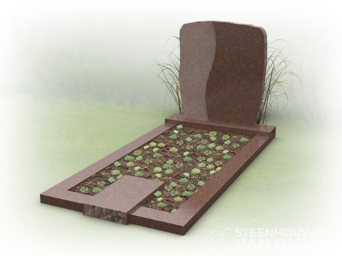 Grafmonument met letterplaat met ruw accent foto 1