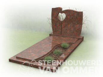 Grafmonument met speelse golfkop en hart