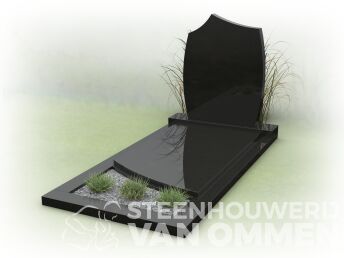 Grafsteen gezoet met speelse letterplaat