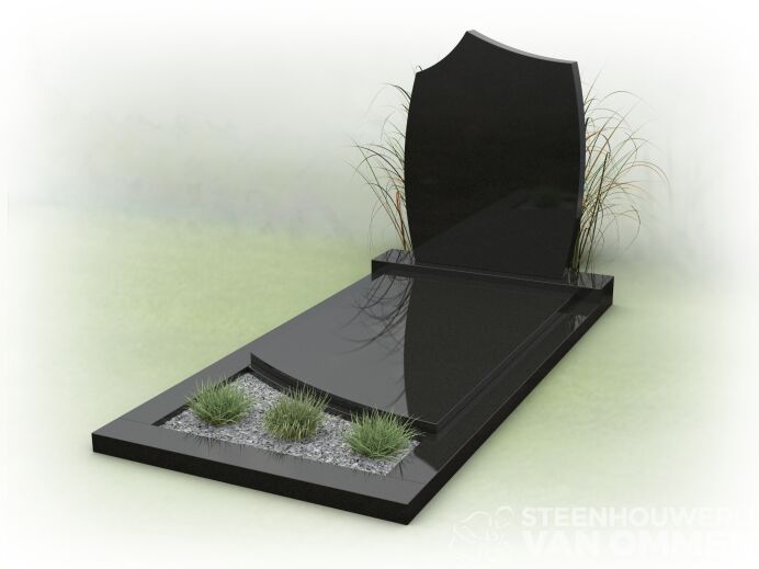 Grafsteen gezoet met speelse letterplaat foto 1