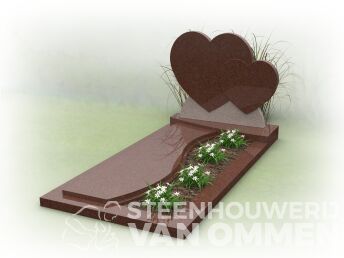 Grafsteen met groot en klein hart