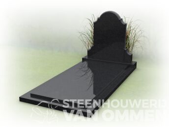 Grafsteen met klassieke letterplaat en gesloten dekplaat