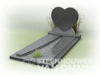 Grafsteen symmetrisch met enkel hart