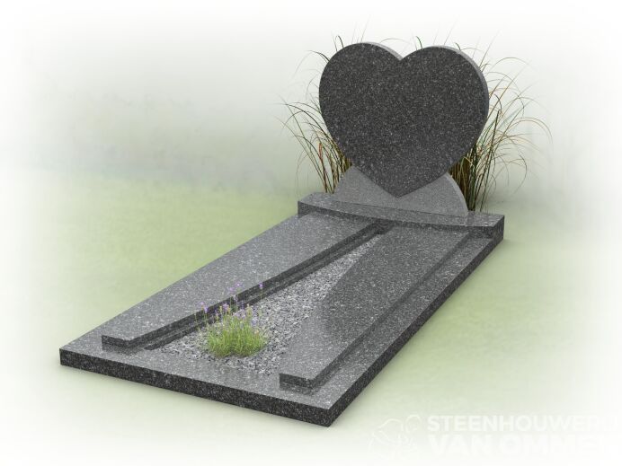 Grafsteen symmetrisch met enkel hart foto 1