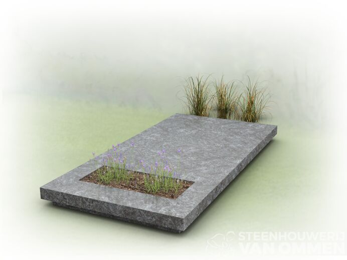 Grafzerk gezoet natuursteen lichtgrijs foto 1