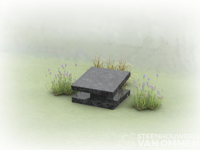 Lichtgrijs urnengraf op sokkel foto 1