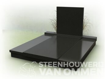 Modern familiegraf met strakke letterplaat