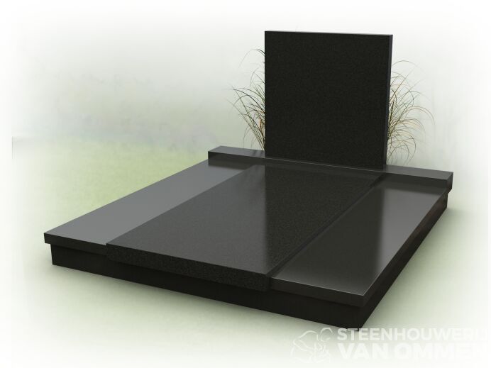 Modern familiegraf met strakke letterplaat foto 1