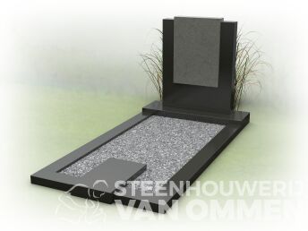 Moderne grafsteen met gezandstraalde letterplaat