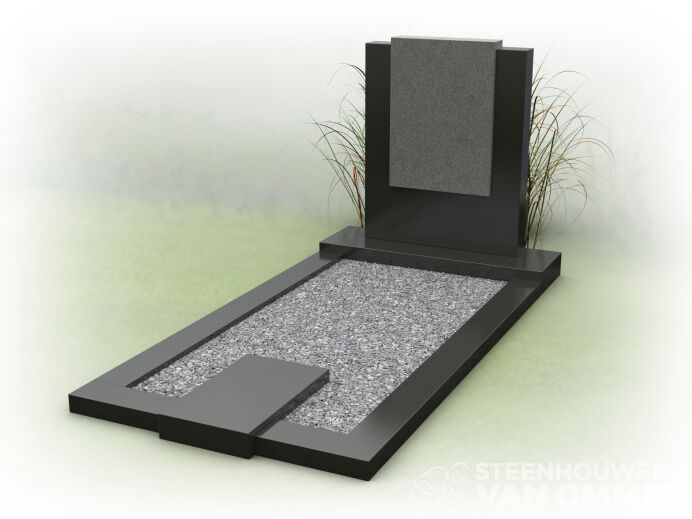Moderne grafsteen met gezandstraalde letterplaat foto 1