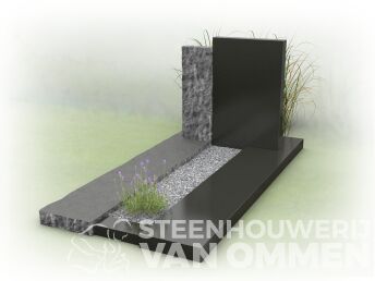 Moderne grafsteen met ruwe accenten